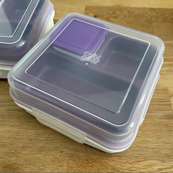 2-Pack Cool Gear Ez-Freeze Collapsible Bento Box Lunch Box Salad Container - Picture 3 of 7